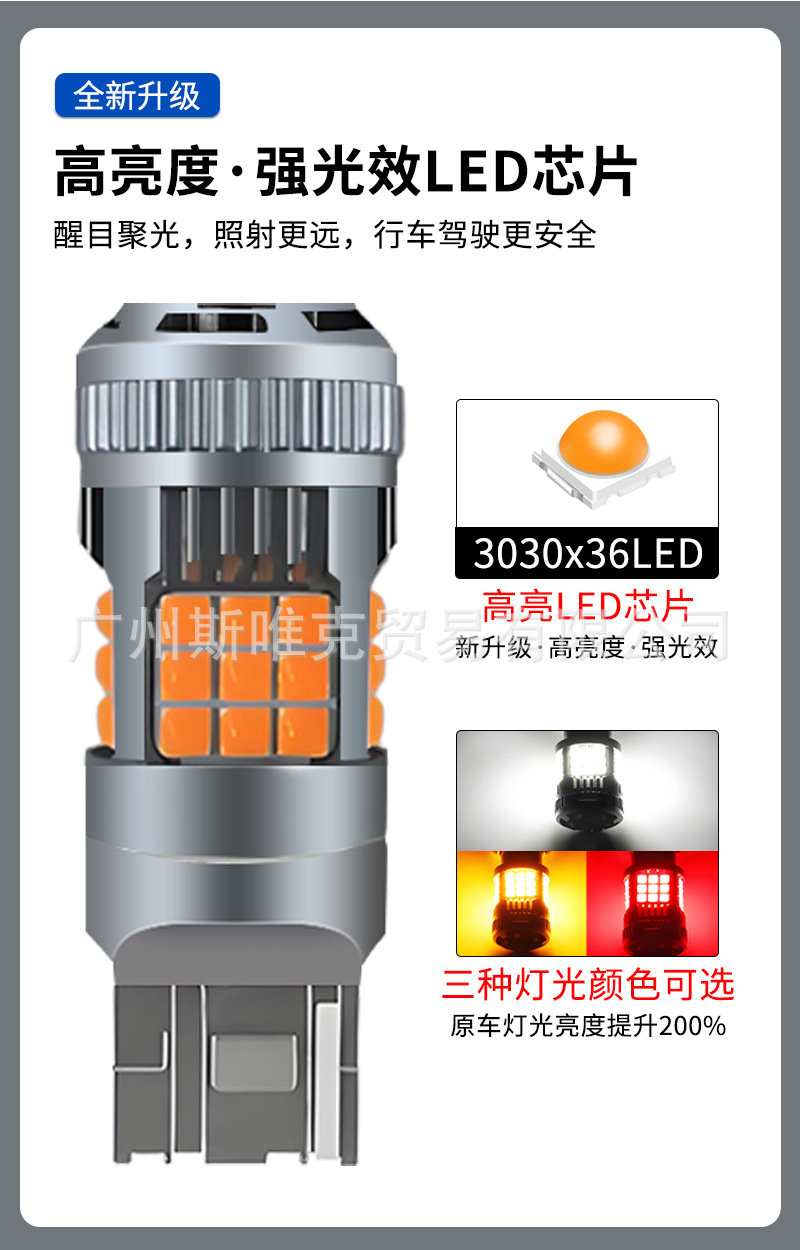 Car Turn Signal Bulb Led Decoding Anti-Stroboscopic T20 1156 3030 36Smd High Brightness Turn Signal
