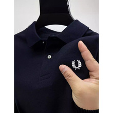 跨境热卖麦穗衫男式翻领半袖马球衫时尚休闲商务刺绣马球衫