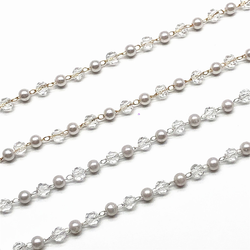 水晶珍珠銅鏈條韓飾流蘇珍珠耳墜項鏈挂墜服飾配件diy飾品配件