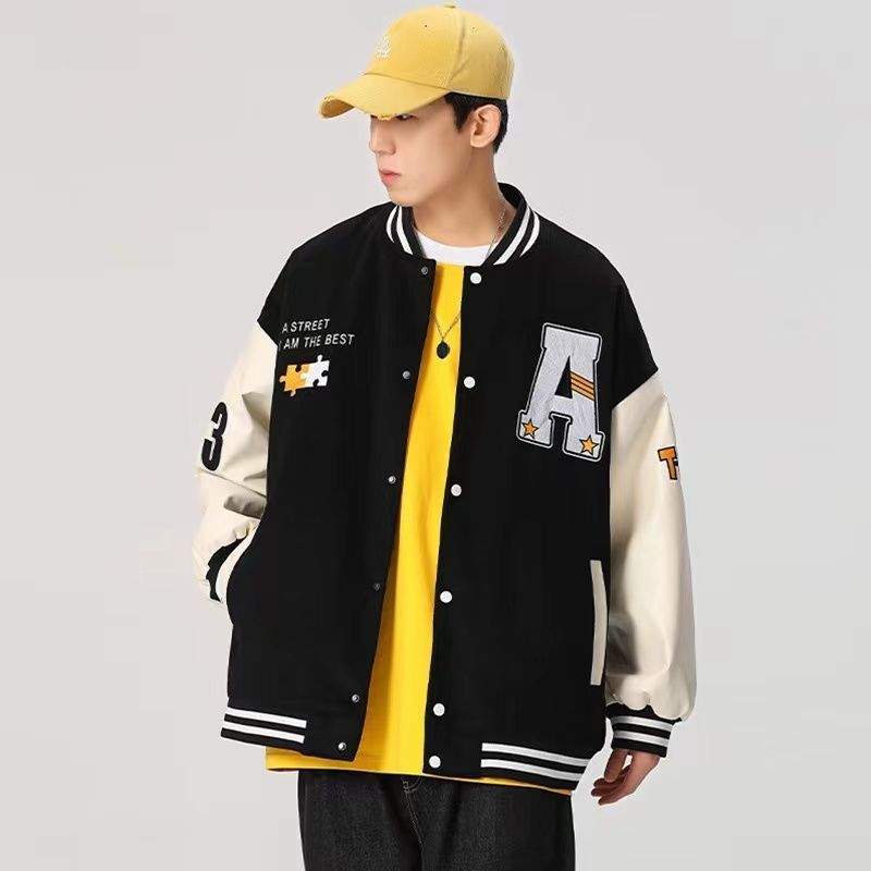 Trendy Brand American Contrast Coat Men's Spring and Autumn vintage Baseball Suit Men's 2022 Loose Couple Jacket Men Trendy Brand American Contrast Coat Men's Spring and Autumn vintage Baseball Suit Men's 2022 Loose Couple Jacket Men