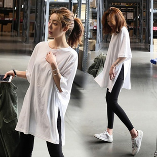 Hip-Covering Long Sports Tops for Women, Quick-Drying Shirts, Loose Yoga Short-Sleeved Slimming Fitness Clothes, Summer Running Blouses