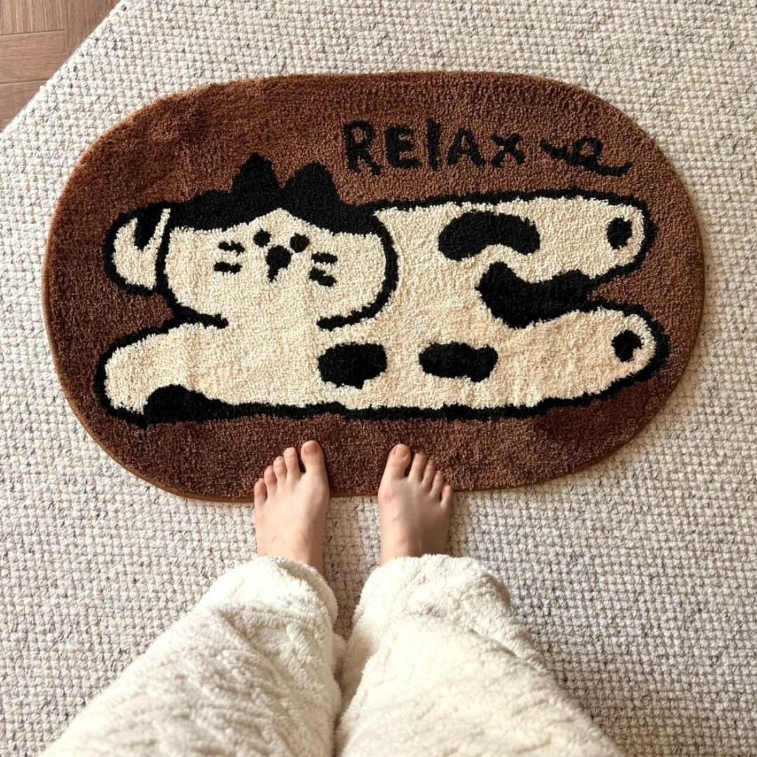 Cross-Border Cute Imitation Cashmere Floor Mats for Bathroom Entrances, Stain-Resistant and Easy-Care Floor Mats, Entrance Decorative Floor Mats, Labeling and Delivery