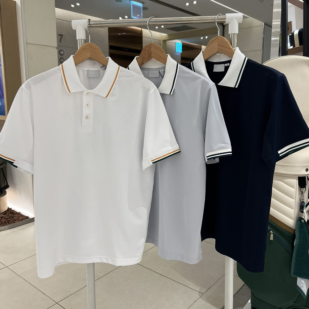 Summer Golf Clothing Men's Short-sleeved Contrast Lapel Polo Shirt Stitching Fashion Casual Quick-drying Sports Jersey