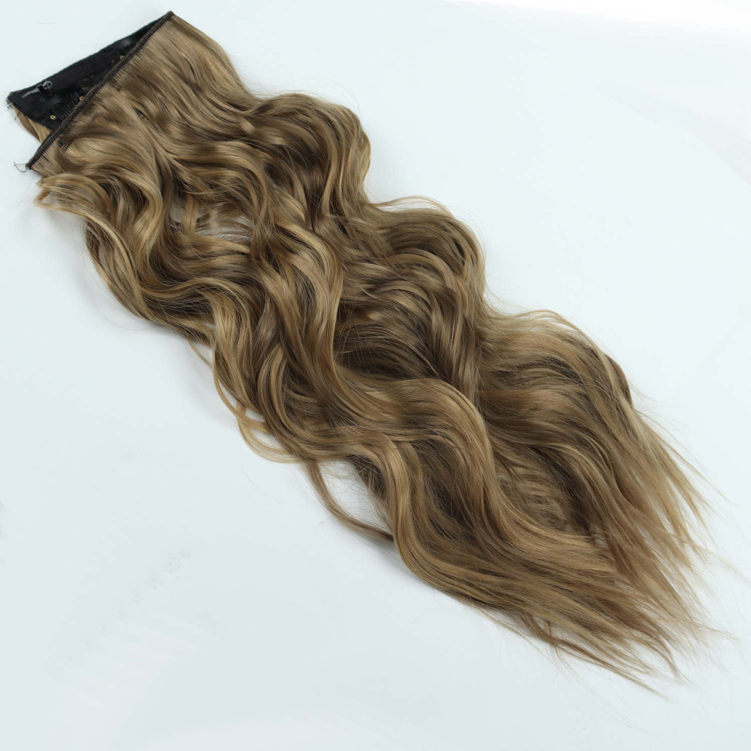 Peruca con 4 clips línea de pescado ondas invisibles extensión de cabello largo