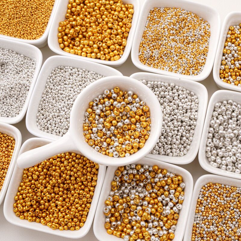 1.5-4mm High-Quality Color-Preserving Glass Rice Beads DIY Handmade Beading Accessories Bracelet Necklace Spacer Beads Small Gold Beads Round Beads