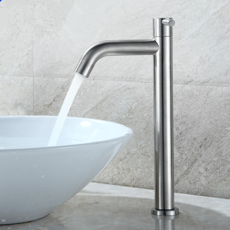 304 grifo de acero inoxidable en una sola mesa fría lavabo grifo de lavabo de baño doméstico