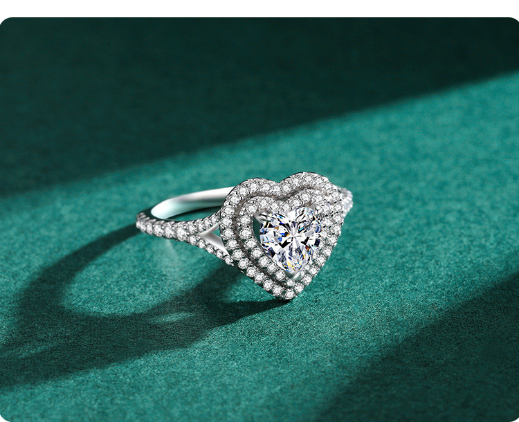 Heart Shape Pattern 925 Sterling Silver Rings Elegant
