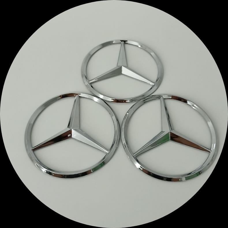 Mercedes-Benz three-pointed star emblem, electroplated, for A-Class, C-Class, and E-Class models, can be applied to the trunk, 9cm