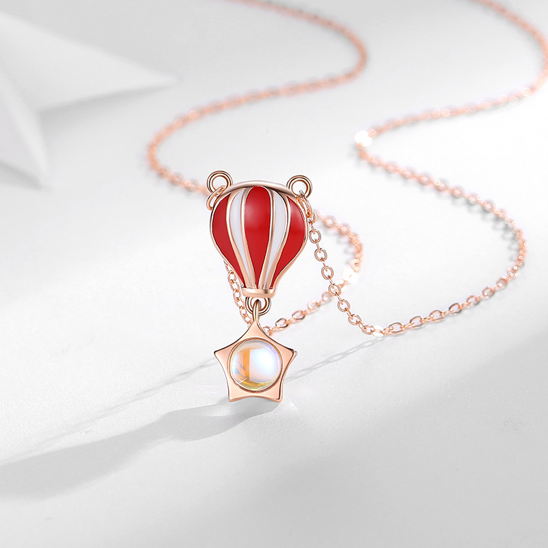 Collar de plata esterlina s925 estilo coreano creativo globo de aire caliente amor confesión romántica Cadena de clavícula estilo coreano de las mujeres moda plata esterlina