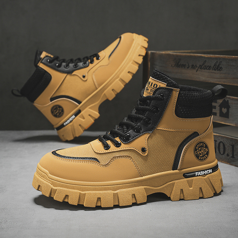 Martin botas de hombre otoño transpirable alto estilo británico botas de herramienta retro al aire libre montañismo deserto botas de combate ruibarbo