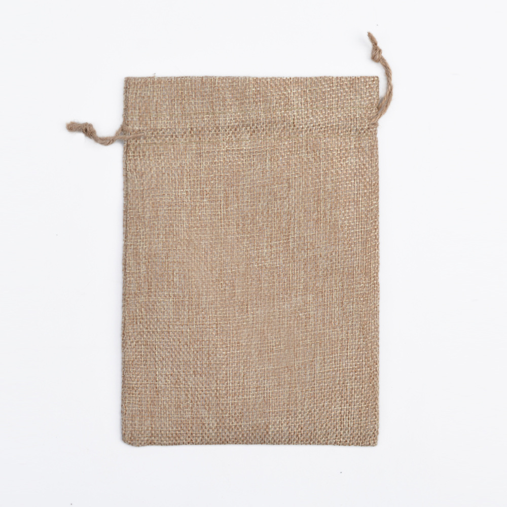Vintage bolsa de lino cordón Navidad regalo artesanía joyería embalaje imitación Lino pequeño bolso de lino fábrica al por mayor