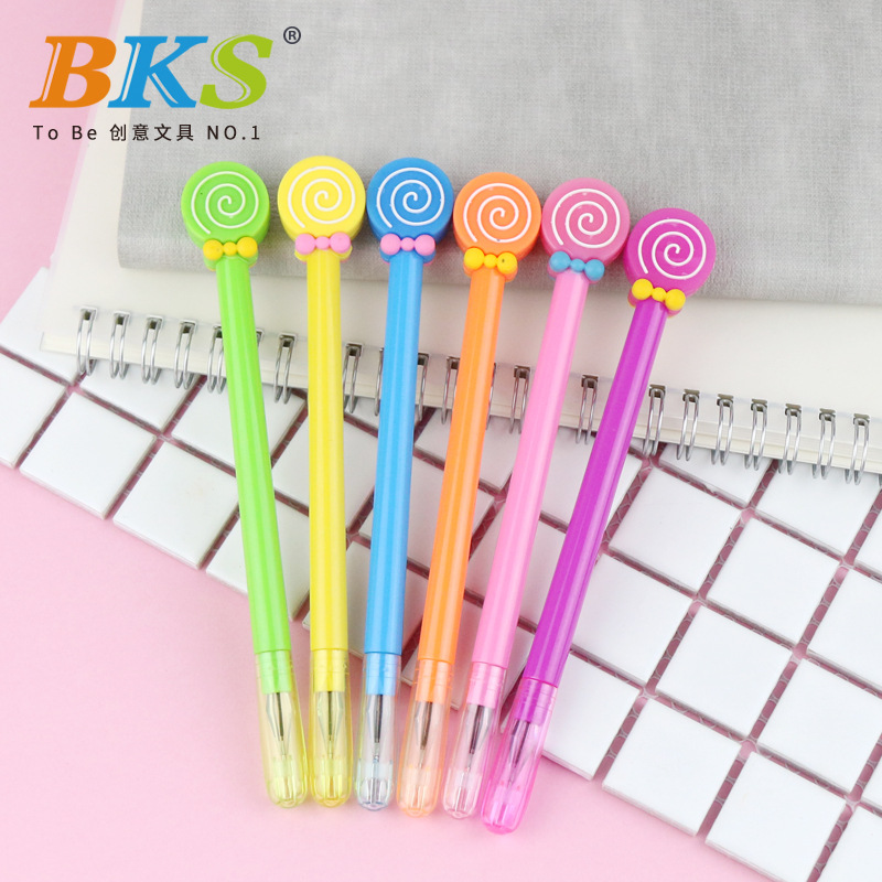BKS广告笔定制logo棒棒糖中性笔 创意水笔批发
