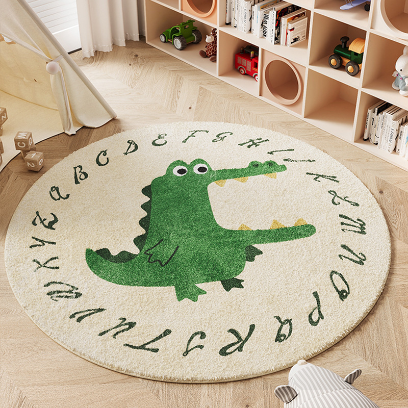 Círculos animados alfombras de habitación de niños adornos dormitorios alfombras de cama cojín de escalada redonda gruesa esterilla de estudio de niñas frotar