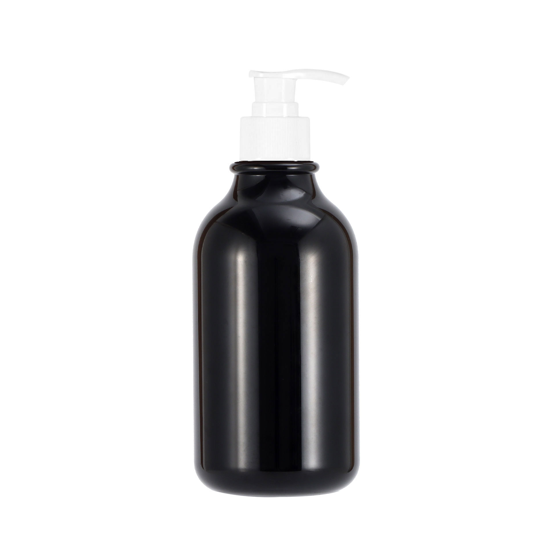 Botella de loción corporal de 300 ml en stock con hombros redondeados, botella dispensadora de plástico tipo pulsador para loción, botella de champú de PET de 500 ml.