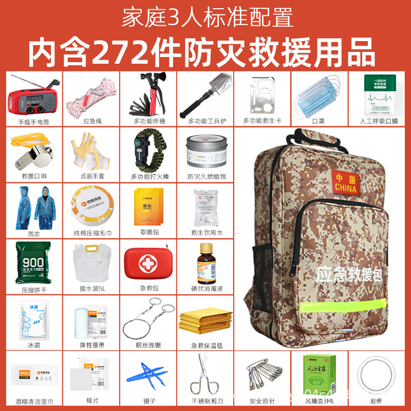 家庭地震緊急救援カバン家庭用核戦生存緊急避難人防衛戦備物資フルセット備蓄カバン