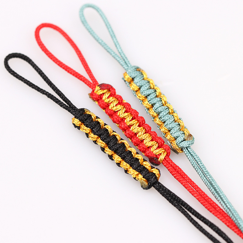 Gold thread flat knot pull ring hand woven fake pull ring necklace lanyard tail wire pull ring diy accessories material wholesale Gold thread flat knot pull ring hand woven fake pull ring necklace lanyard tail wire pull ring diy accessories material wholesale