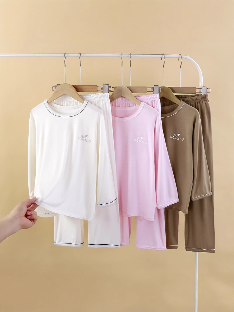 Nueva ropa para niños, traje de servicio a domicilio para niños, pijamas para niñas, ropa de aire acondicionado modal de manga larga, encaje suelto y deshuesado