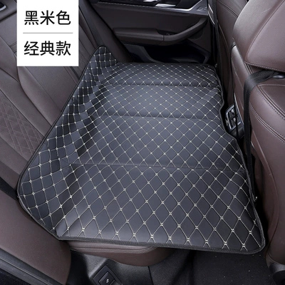 Car Backseat Hanging Folding Sleeping Pad, Rear Seat Sleeping Gadget, Car Bed, Non-Inflatable Folding Mattress for Car Use (Vehicle-mounted inflatable bed) - leather-black-gold-large-80128cm