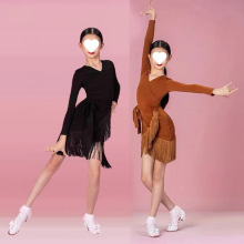 少儿拉丁舞服装舞蹈裙女童标舞练功服儿童拉丁舞裙流苏夏季新款厂