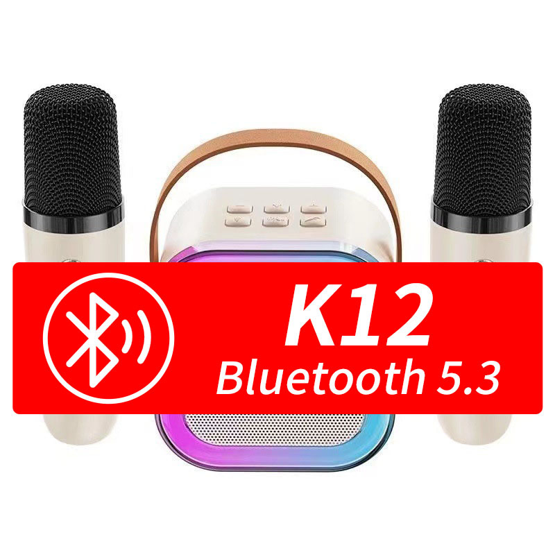 K12 Bluetooth Karaoke-Lautsprecher Kleines Audio Drahtloses Mikrofon Subwoofer Kinder-Gesangsmaschine_voghion.com