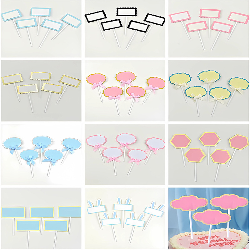 Large Pack of 5 Pieces, New Cute Little Rabbit Birthday Cake Decoration Toppers, Writable Cupcake Inserts