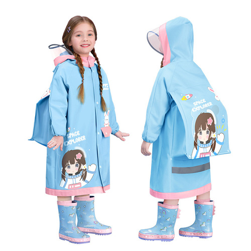 Beimeiyuan Factory EVA children's raincoat wholesale girls primary school students go to school with school bag bits baby waterproof poncho