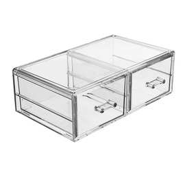 鹤成 透明化妆品收纳盒桌面抽屉式特大号整理盒塑料护肤品梳妆盒