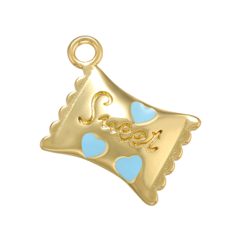 1 Piece Sweet Letter Heart Shape Candy Brass Enamel Pendant Jewelry Accessories display picture 7