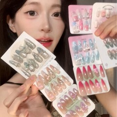 细狗长尖纯手工穿戴甲女爆闪纯欲辣妹显白高级感猫眼美甲贴片成品
