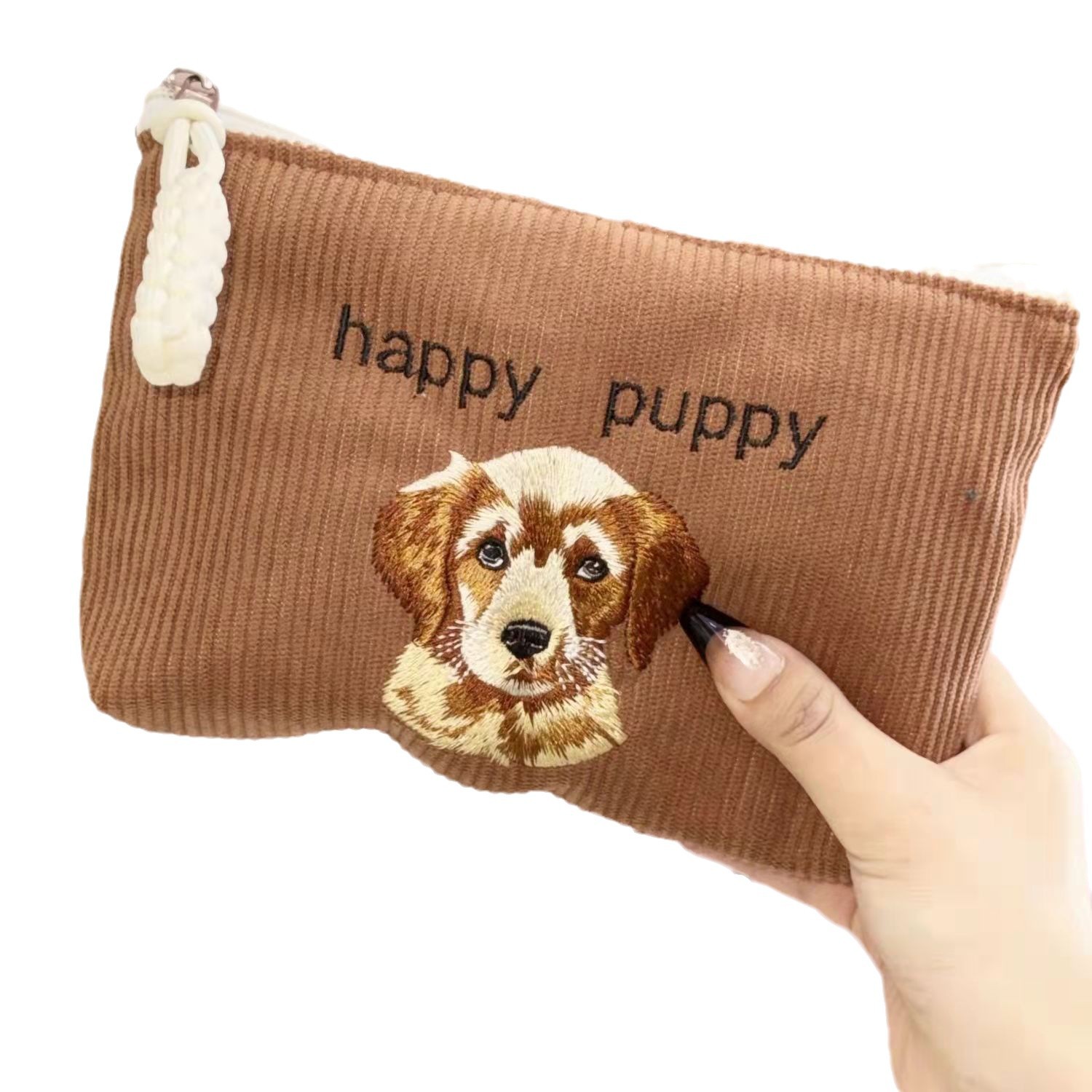 Bolsa de maquillaje de bordado de tenue agujas nicho color de viaje portátil bolsa de almacenamiento de productos de cuidado de la piel bolsa de lavado