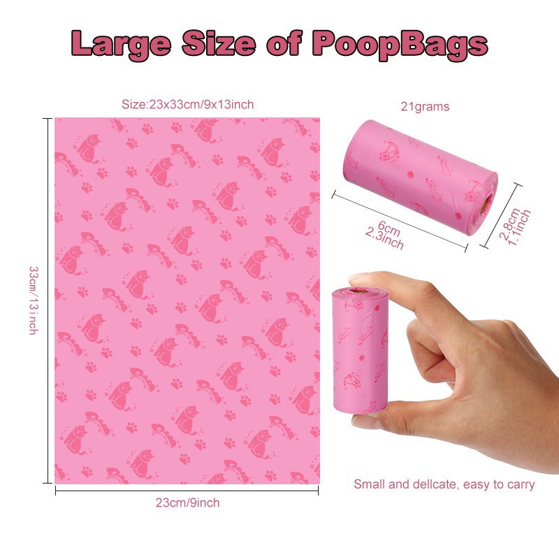 Bolsa de basura para mascotas de comercio exterior degradable solo rollo de heces bolsa de mierda bolsa de Amazon perro taburete bolsa de aseo para mascotas