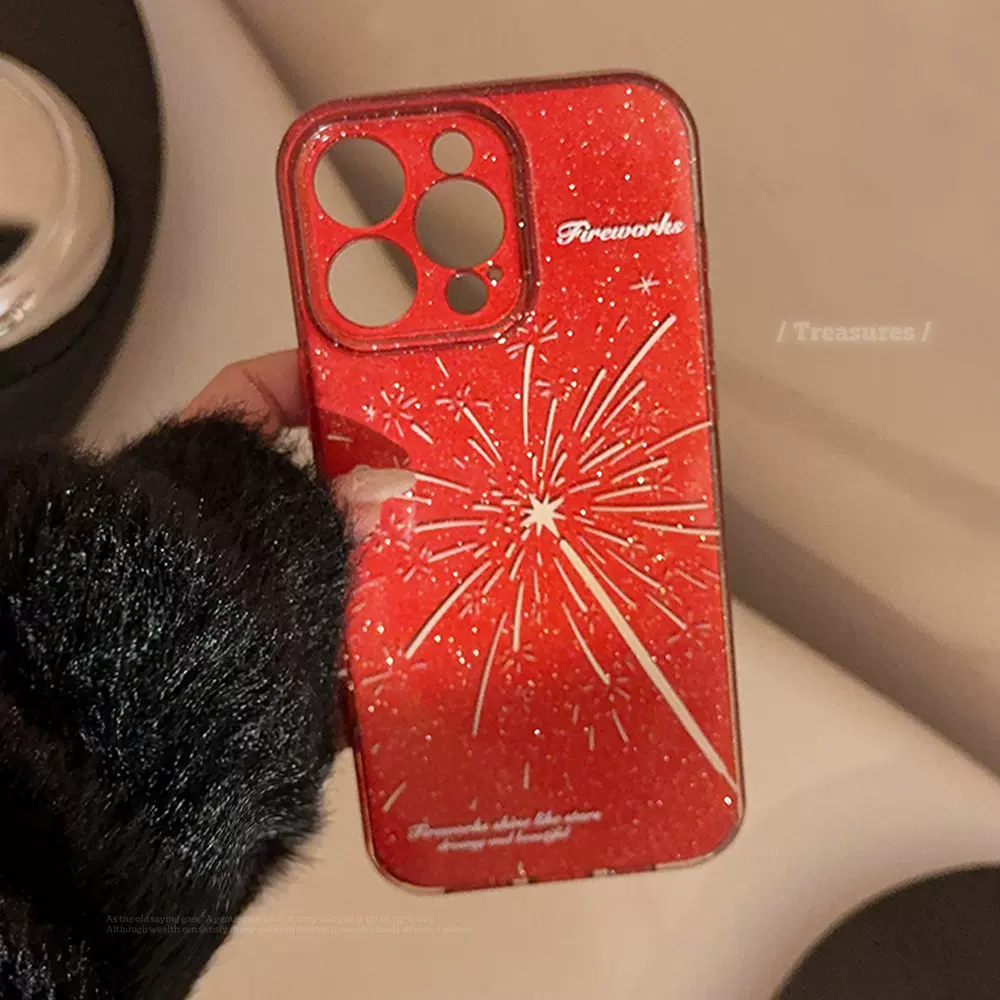新年闪粉适用iphone16手机壳苹果15promax烟花仙女棒16防摔13软套