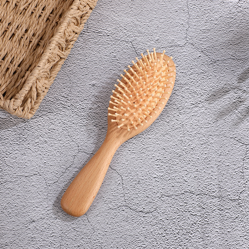 En stock de bambú Hemu peine cuidado del cabello mini bolsa de aire peine portátil de alta calidad pequeño peine de masaje para el cabello sin daño