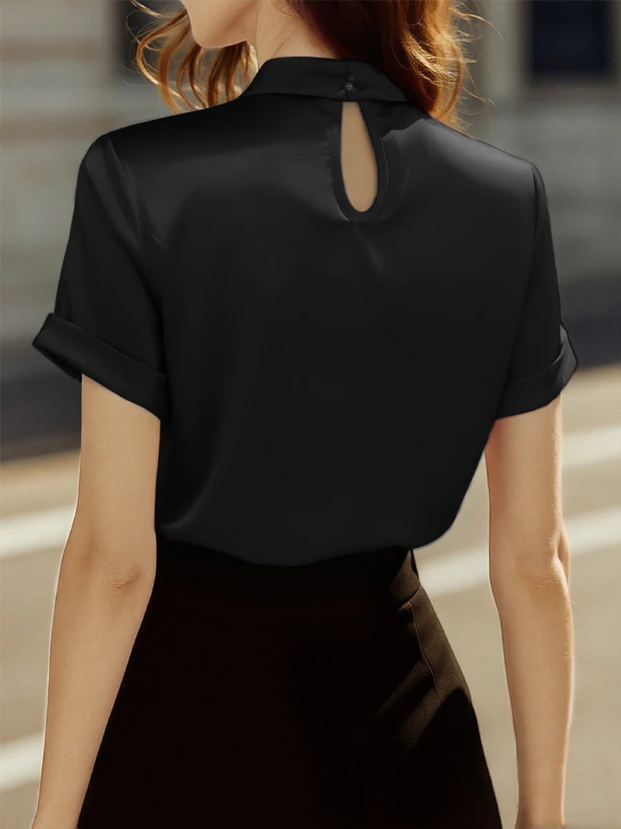 Top o camicia da donna in raso a maniche corte_voghion.com