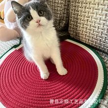 ins 棉绳编织猫窝耐磨磨爪猫咪睡眠垫子四季多用途透气棉绳编织猫