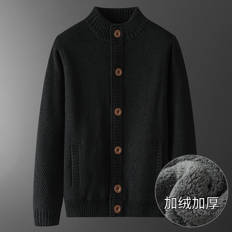 Fat brother winter New fleece-lined thickened sweater men's half turtleneck fat plus size knitted cardigan thick wool Fat brother winter New fleece-lined thickened sweater men's half turtleneck fat plus size knitted cardigan thick wool