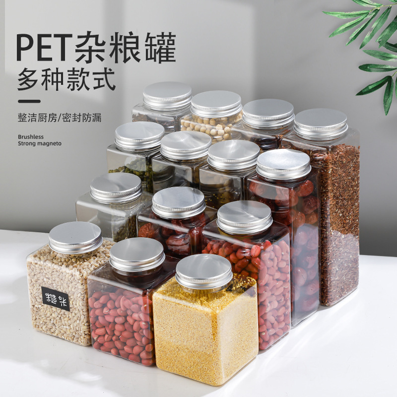 Spot supply pet grain tank kitchen grain storage tank transparent plastic storage tank 1000ml storage box
