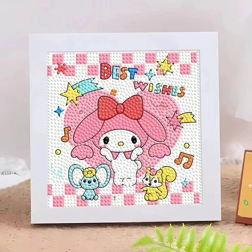 Кристальная вышивка DIY (Kuromi & KT Cat) 17×17 см фоторамка, набор наклеек в стиле мультфильма с полным заполнением