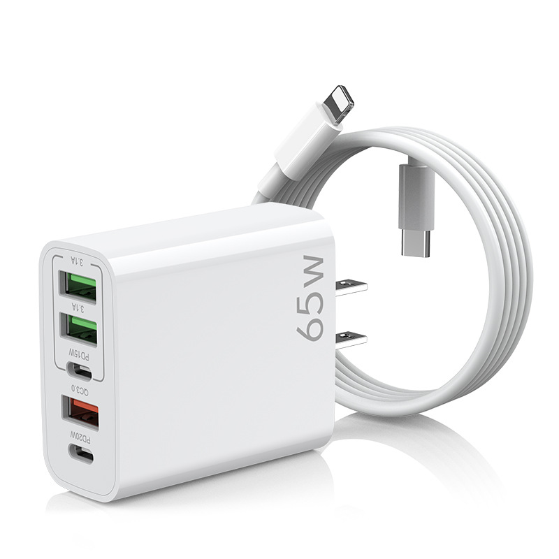 Europäisches Multi-Handy-Ladegerät mit Dual-Circuit-Schnellladekopf, 3USB+2C-Anschluss, amerikanischer Standard mit fünf Anschlüssen_voghion.com
