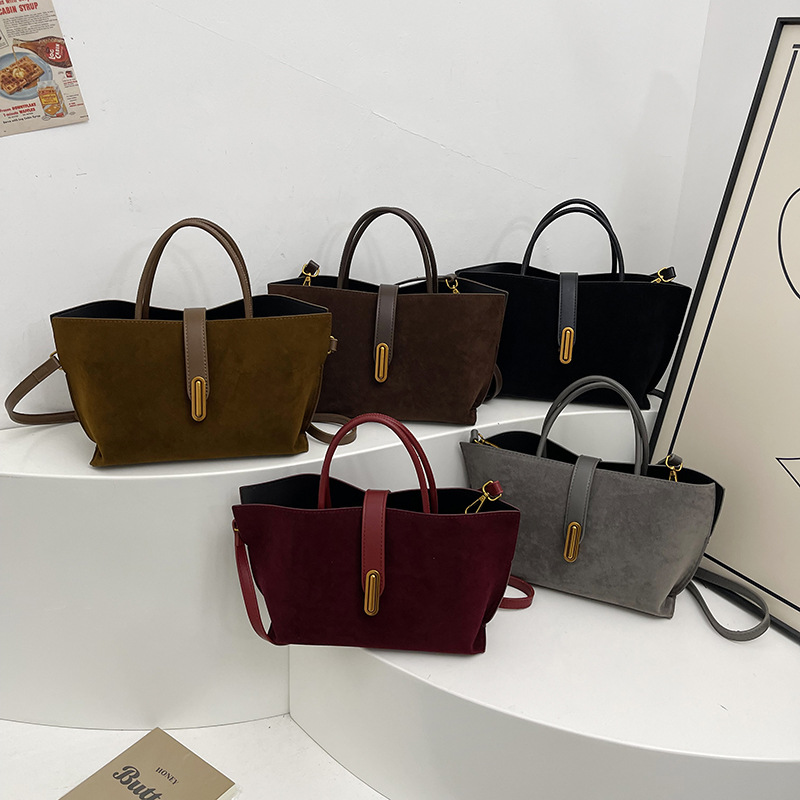 Suede Retro Wing Bag 2025 Autumn New Casual Handbag Single Shoulder Crossbody Women's Bag Two-Piece Set Mother-In-Law Bag