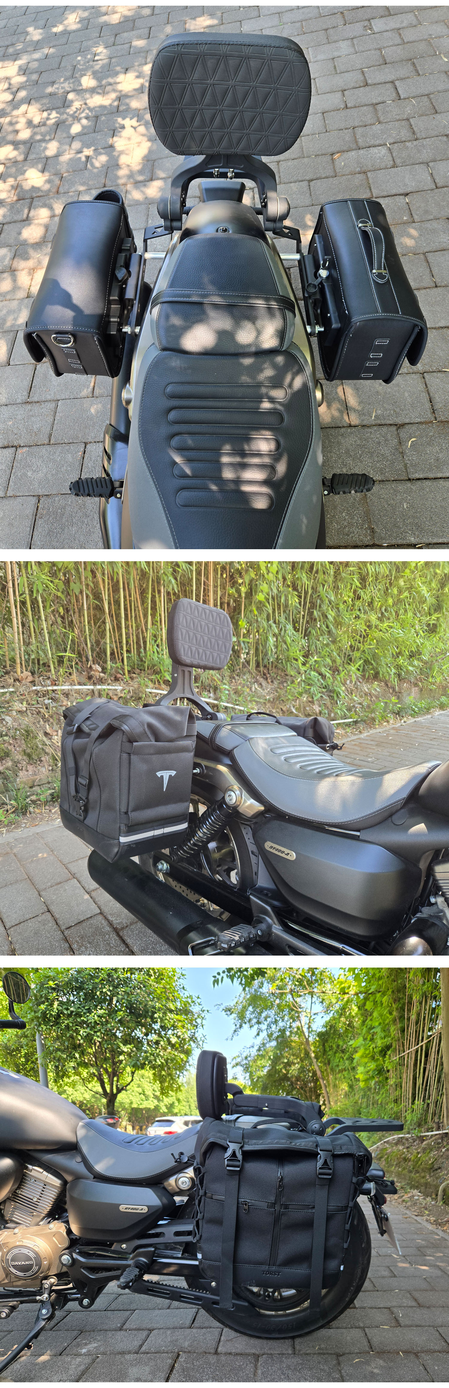 Suitable for Dayang Tcv450 Carbon Steel Guardrail Foldableing Backrest Leather Side Bag Canvas Side Bag Tail Box Bag Modification Accessories