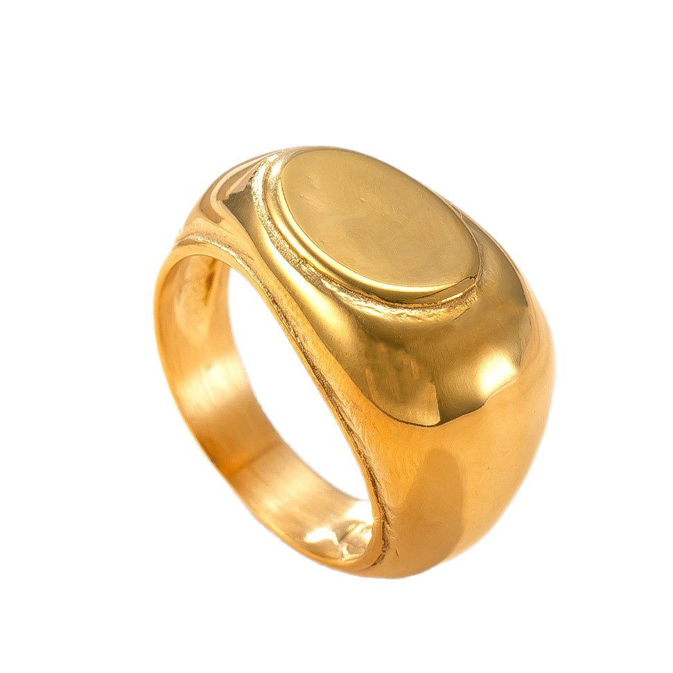 Anillo de acero inoxidable de estilo europeo y americano, anillo brillante de amor fundido, sentido de alta calidad femenino, joyería de acero de titanio dorado de 18k al por mayor image 6