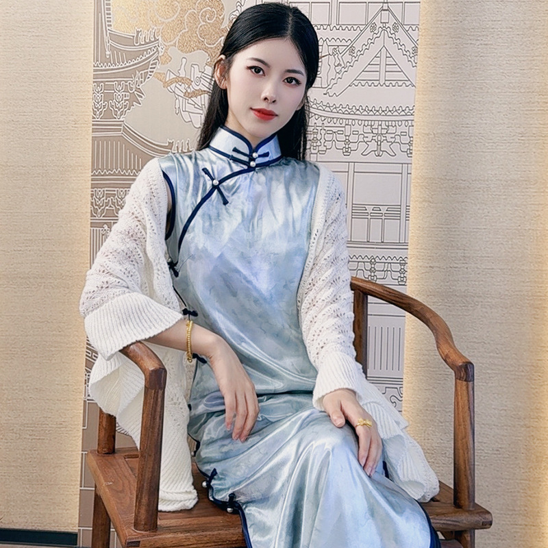 高端三角中式旗袍复古时尚披肩斗篷高档文艺贵妇针织森系洋气春秋|undefined