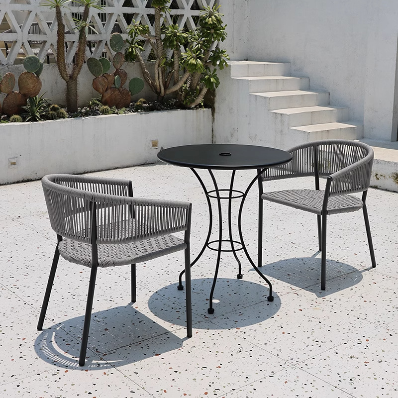 Mesas y sillas al aire libre, tienda de té con leche al aire libre, salón de café, ocio, impermeable, protector solar, jardín, balcón, combinación de ratán