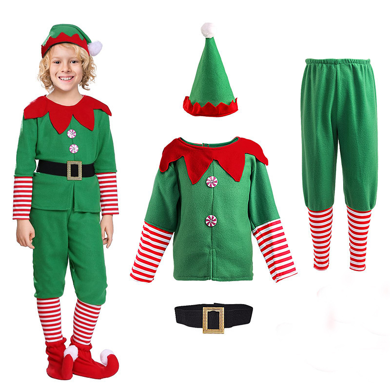 クリスマス衣装子供クリスマス妖精服コスプレ舞台服男女グリーンクリスマス服工場直供|undefined