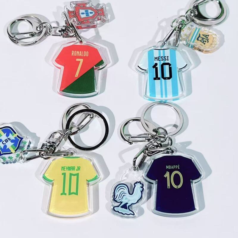 Football Jersey Keychain Messi Neymar C. Ronaldo Mbappé Football Team Argentina Brazil Pendant Decoration Football Jersey Keychain Messi Neymar C. Ronaldo Mbappé Football Team Argentina Brazil Pendant Decoration