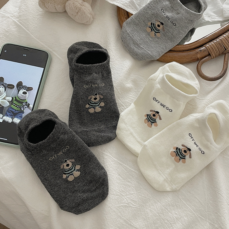 South Korea Personality Cartoon Airplane Dog Cartoon Boat Socks Women's Non-slip and Non-falling Summer Thin Invisible Socks Shallow Mouth Low Hop Socks