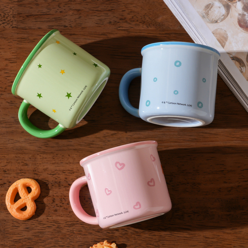 Copia de cerámica auténtica, hermosa taza de regalo de dibujos animados, taza de agua de esmalte doméstica de alto valor facial
