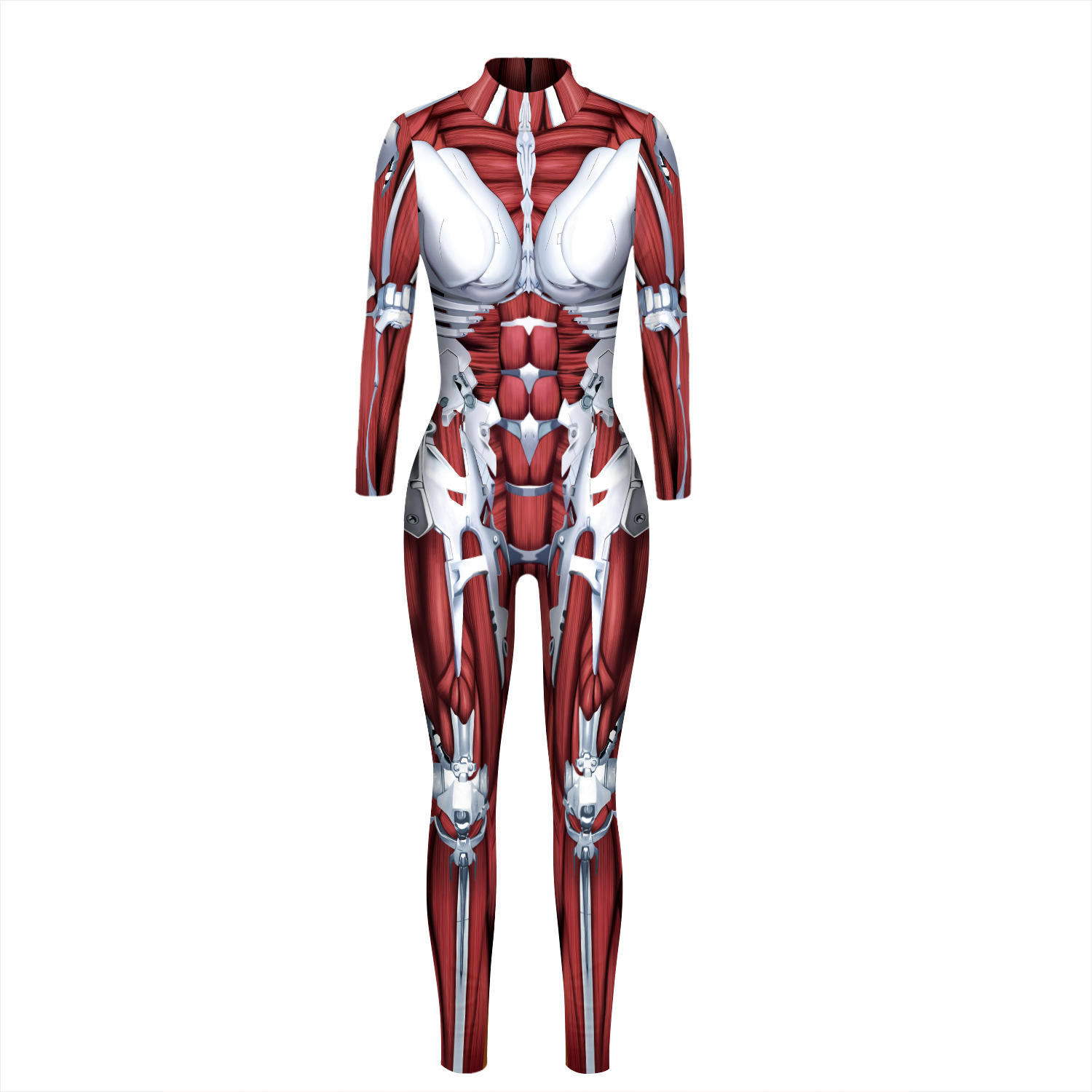 women s skeleton digital printing tight-fitting slim long-sleeved jumpsuit nihaostyles wholesale halloween costumes NSMID78948