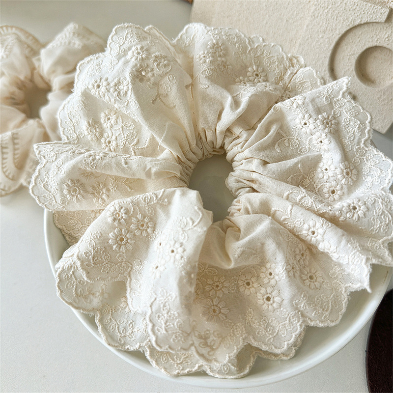 20g Weight Hair Tie Hair Accessories Type 1 Piece Quantity Holiday, Daily Occasion Solid Color Pattern Women's Gender Simple Style, Classic Style Style Super Fairy Internet Hot New Lace Large Intestine Ring Hair Ring Graceful And Fashionable Girl Top Cuft Boutique Hairware 6